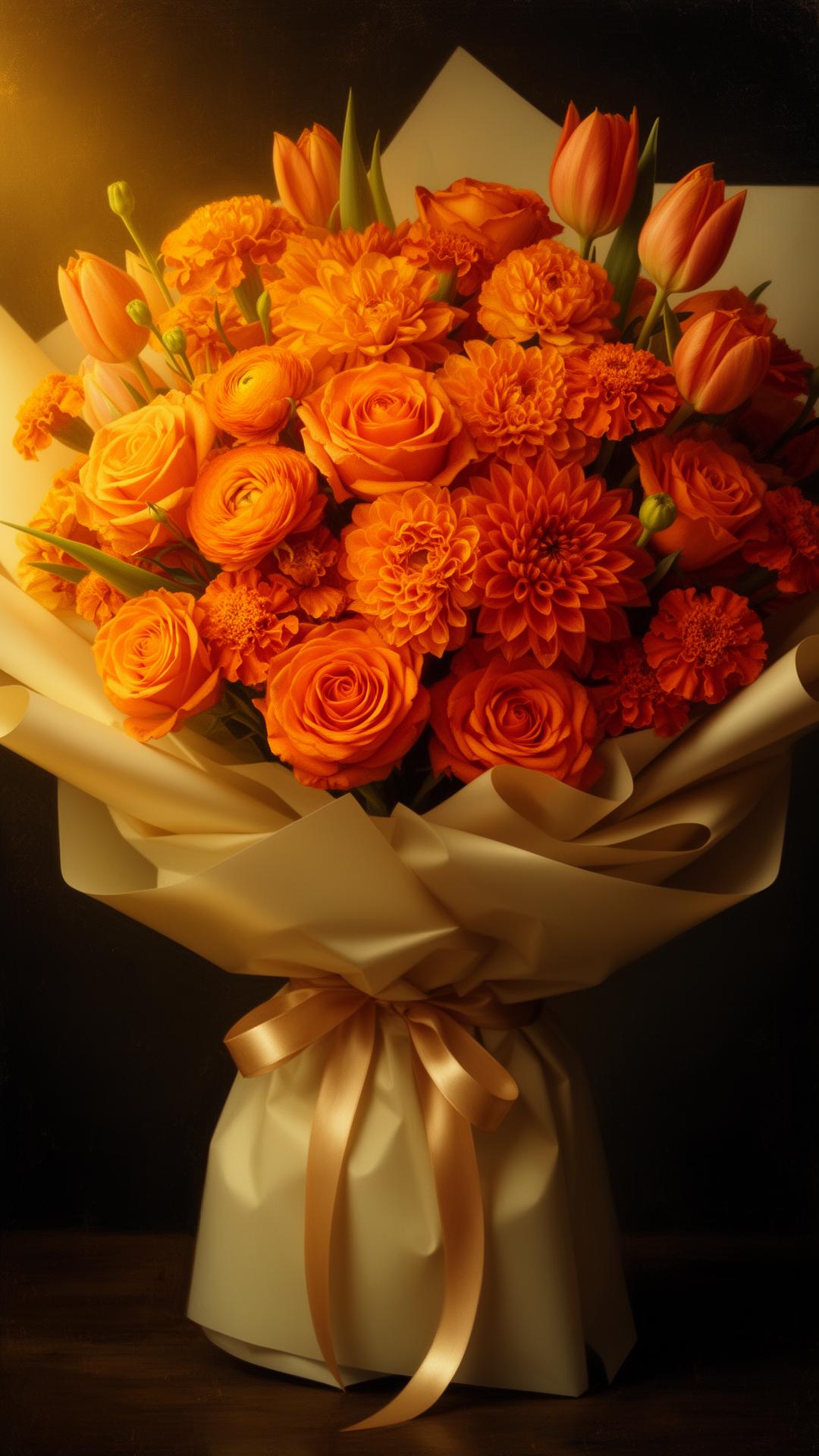 En bukett oranga blommor till dig